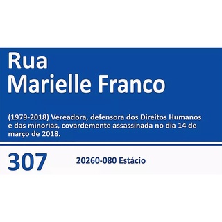 Placa Decorativa Quadro Quadrinho Rua Marielle Franco Rio De Janeiro Brasil 20x30cm ( NOVO )