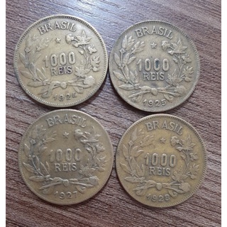 Lindas moedas 1.000 e 500 Réis Fortuna.