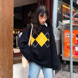 Suéter Tricotado Estampa Geométrica Com Gola Redonda E Manga Comprida (7)
