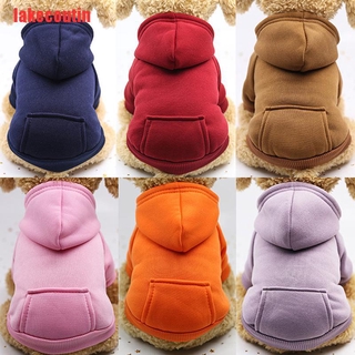 (ASC-COD)Solid Color Pet Dog Fleece Sweater Warm Dog Clothes Hoodie Soft Puppy Costume