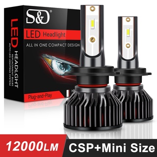 Mini CSP H4 H7 LED Bulb Car Headlight H1 H3 H8 H11 Led 9005 HB3 9006 HB4 12000LM 6000K White Auto Fog Lights Headlamp