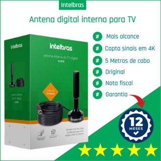 Antena Digital Interna Full Hdtv 4K Ai2031 Intelbras Cabo 5mt