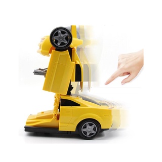 Brinquedo Carrinho Vira Robô Bate E Volta Com Luzes E Som Camaro Amarelo (8)