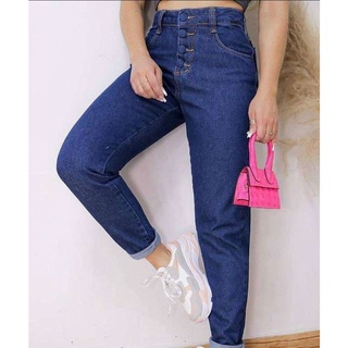 Calça Jeans Mom Feminina Lisa Linha Premium Cintura Alta Tecido Grosso em Promoção