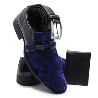 Sapato Social Masculino Cinto + Carteira Brilhoso Luxo 108