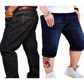 Kit Calca Jeans e Bermuda Masculina Tamanhos Grandes Plus Size Com Elastano Slim.