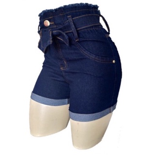 shorts jeans feminino plus size com lycra cintura alta com elástico na cintura