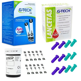 Kit 50 Tiras Reagentes G-tech Lite + 100 Lancetas G-tech (1)