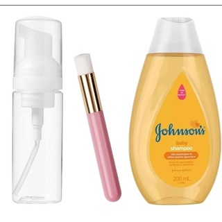 Frasco Pump Espumador 50 Ml + Shampoo Johnsons Para Limpeza De Cílios E Sombrancelha E Leve de Brinde O Pincel