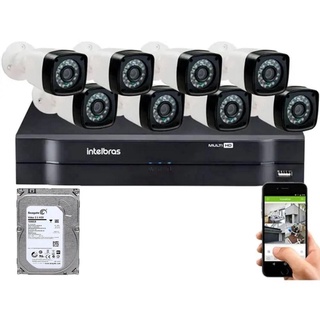 Kit Cftv 8 Cameras Segurança Hd Dvr Intelbras 1108 C/ HD 1TB