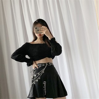 INS Hip Hop Punk Cool Girl Pants Waist Chain Tide Hanging Belt Jk Uniform Lattice Skirt Fashion Accessories(Without Belt) (7)