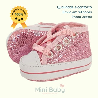 Sapatinho de Bebe Tenis Infantil All Star Baby Conforto Menino Menina Mini Baby Rosa Glitter