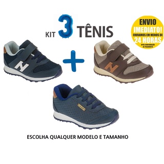 Kit 3 Pares Tenis Infantil Masculino leve Sapato Masculino Sapato Masculino Premium