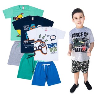 Conjunto Infantil Masculino Roupa Verão Camiseta e Bermuda Menino (2)