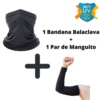 Bandana Balaclava + Manguito Mangote com Proteção Solar UV50+ Motoqueiro Ciclista Motoboy Corrida Esporte