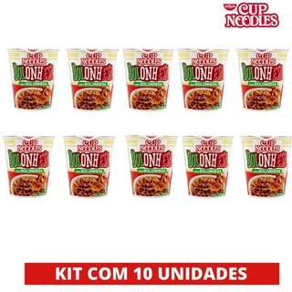 Kit 10 Cup Noodles Macarrão Nissin instantâneo Bolonhesa 69g