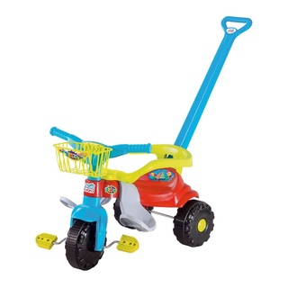 Triciclo Motoca Velotrol Infantil com Empurrador Tico Tico Festa Azul - Magic Toys (1)