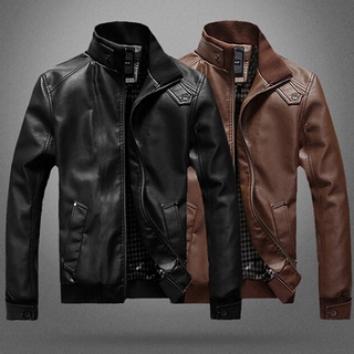 Motorcycle Black Leather Jacket Men Leather Jackets Clothing