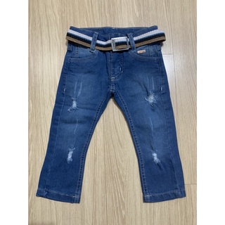 Conjunto Infantil Masculino - Calça Jeans (Acompanha o Cinto) e Camiseta Cinza/Azul com Estampa de Dinossauro (6)