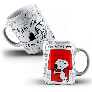 Caneca Personalizada Snoopy - Bom dia, tem café? - Personalizada Com Seu Nome