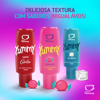 Gel térmico comestível para sexo oral Yummy 15 ml sexy fantasy / cosméticos / produtos / eróticos / sensuais / sex shop / embalagem