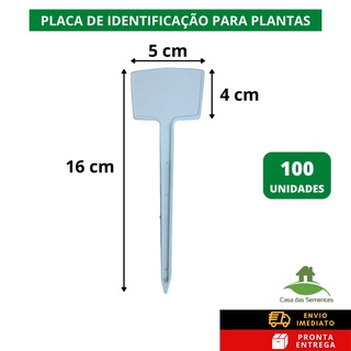 100 Placas Identificadoras de Plantas para Horta 16 Cm/ Cor Branca