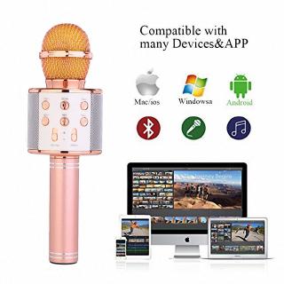 Microfone sem Fio Bluetooth WS858 para Karaokê / Microfone Mágico Condensador com Alto-falante para Celular / Música (4)