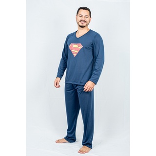 Pijama Superman Ar Longo Fechado Masculino - Promoção
