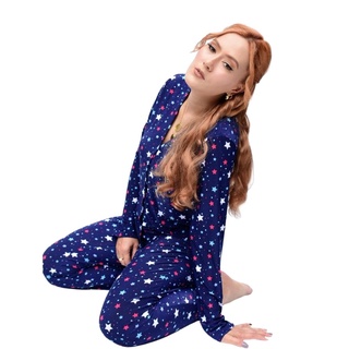 Pijama Adulto Feminino Longo Aberto Inverno Liganete Blogueira (1)
