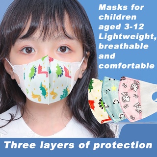 Máscara Tridimensional Infantil/Com Três Camadas Para Crianças De 4-12 Anos De 10 Pçs