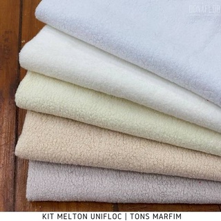 Kit Melton Unifloc Tons Marfim tecido Macio e Absorvente, 5Recortes