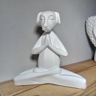 Escultura Cachorro Meditando Gesso Cru