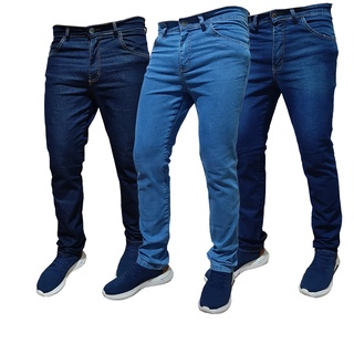 Kit 3 Calças Jeans Masculina Original Elastano Lycra