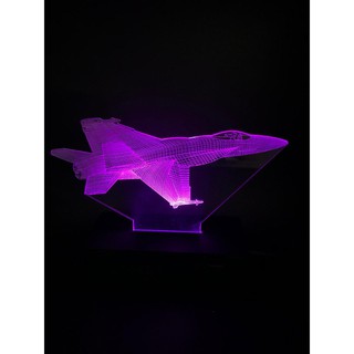 Luminária Led 3D, Avião Caça, 16 cores, Aeronáutica, Avião, Piloto, Top