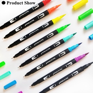 Caneta brush pen kit ponta dupla 12/24/36/48/60 cores portátil aquarela pincel material de arte artigos papelaria (7)