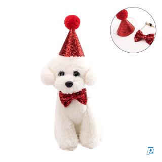 Pet Filhote De Cachorro Do Gato Do Cão Collar Bowknot Chapéu De Lantejoulas Ajustável Para Festa De Aniversário De Natal (7)