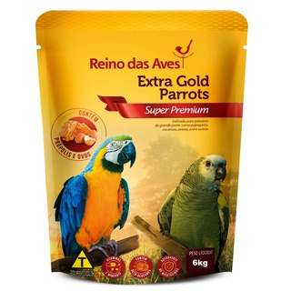 Racao Para Papagaio, Cacatua, Arara Extra Gold Parrots 6kg - Reino Das Aves