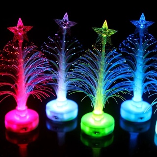 1PC Color Fiber Optic Slow Flash LED Mini Christmas Tree with Top Star Battery Powered (2)