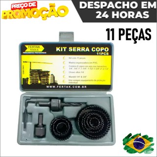 JOGO DE SERRA COPO PARA FURADEIRA COM 11 PEÇAS MADEIRA MDF GESSO PVC PLASTICO (1)