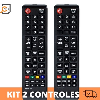Kit 2 Controle Remoto Tv Samsung Smart Hub Un32 Un40 Un43 Un48 Un50 Un55 U65