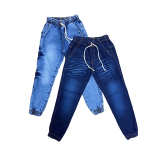 Calça Jeans Jogger Masculino Infantil Juvenil Cor Claro/Escuro Linha Premium