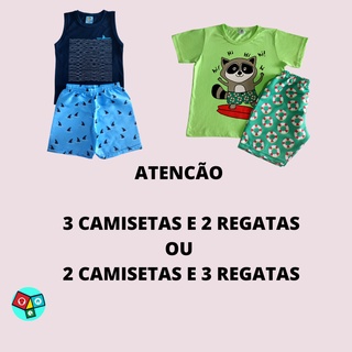 Kit 10 peças roupa de menino Tactel com 5 shorts e 5 camisetas/regatas roupa infantil masculino (7)