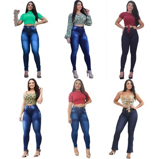 Calça Jeans Feminina Cós Alto Levanta Bumbum Com Lycra-Bangla