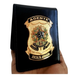 Carteira Em Couro Com Brasão - Agente Escolta Armada (1)