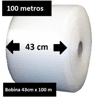 Plástico Bolha - Bobina 43 cm X 100 Mts E-commerce Mudança 25 Micras Bolha