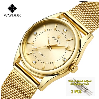 Wwoor 2022 Top Luxo Famoso Relogio Feminino A Prova De Agua Elegante Diamant Aço Inoxidável Dourado Mulheres Relógios De Quartzo Vestidos Relogio