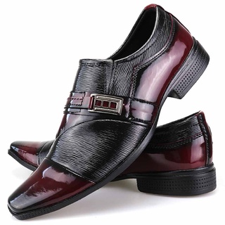 Sapato Social Masculino Verniz Brilho Dhlcalcados, Sapato Social Calce Fácil Confortável (1)
