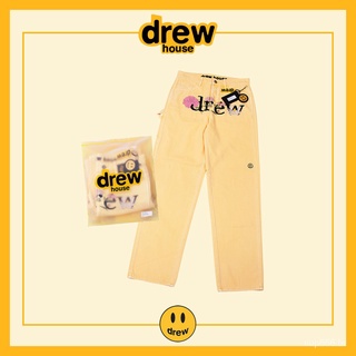 DrewSmiley Face Fashion Brand Affordable Luxury Style Men and Women CouplefogHigh Street Loose Flower Embroidery Overalls Denim Trousers