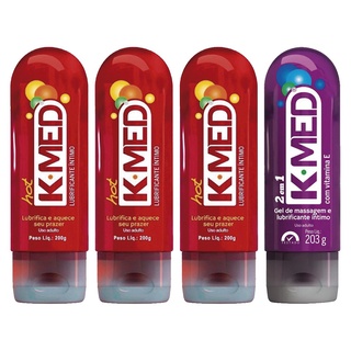 Kit K-Med Gel Lubrificante Íntimo 3x Hot + 1x 2 em 1 200g Cada Cimed