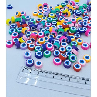 Miçanga Olho 30 pçs grego fimo colorida 10mm missangas passante entremeio pulseiras